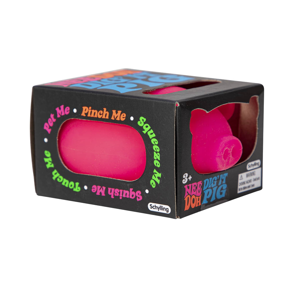 Cute Collectible NeeDoh Dig’ It Pig | Select Velvet Canopy - Dino Character Malt-Gel Filled Sensory Glob Detail