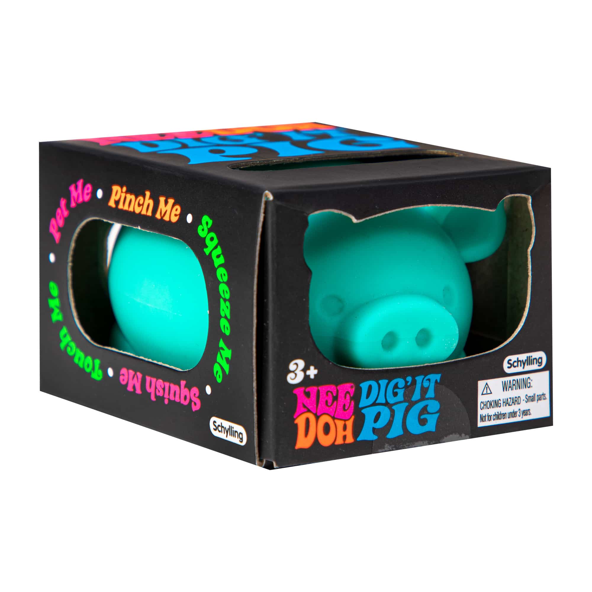 Cute Collectible NeeDoh Dig’ It Pig | Select Velvet Canopy - Dino Character Malt-Gel Filled Sensory Glob Detail
